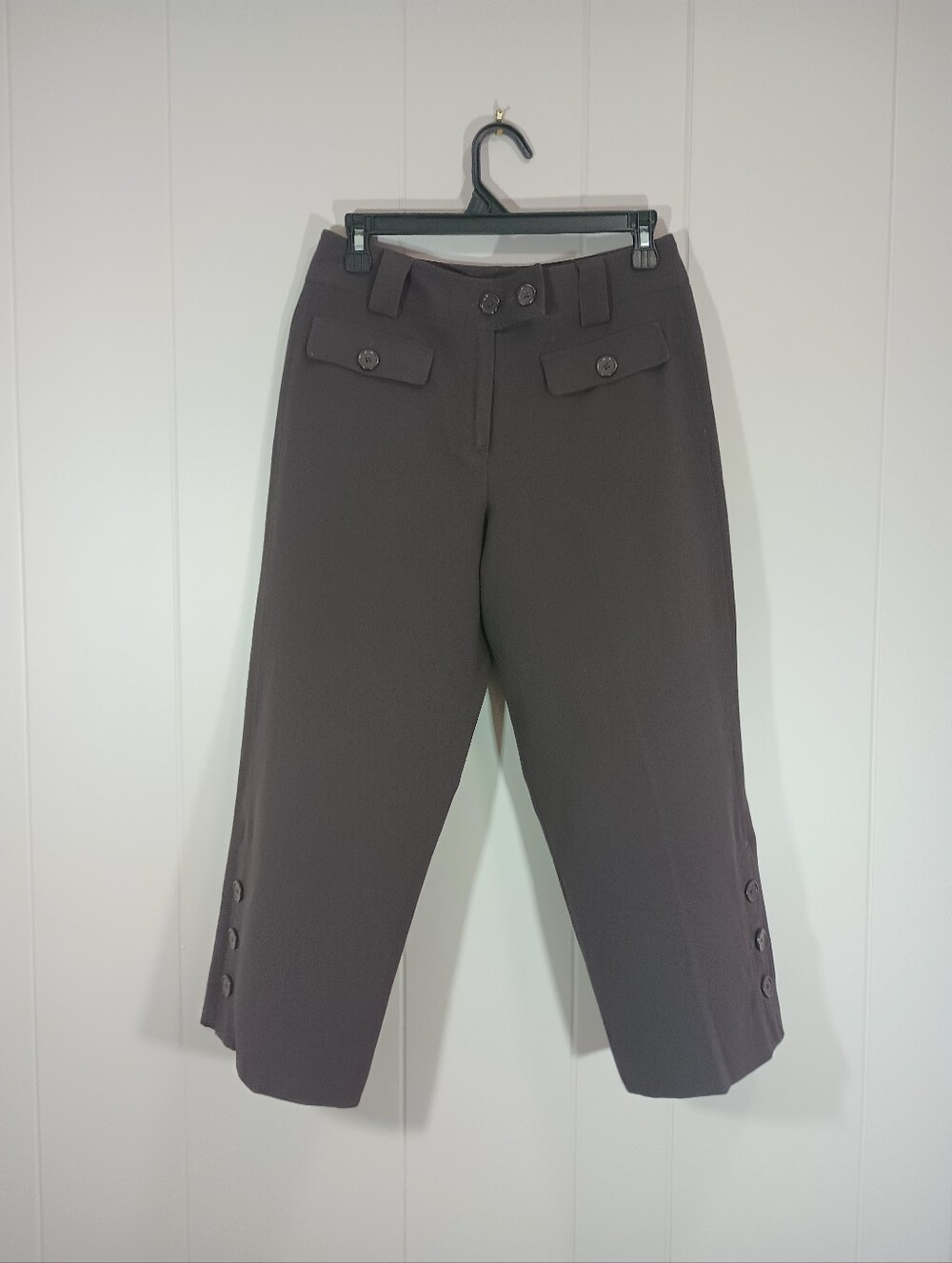 new directions Wide-Leg Cropped Dress Pants in Dark Gray